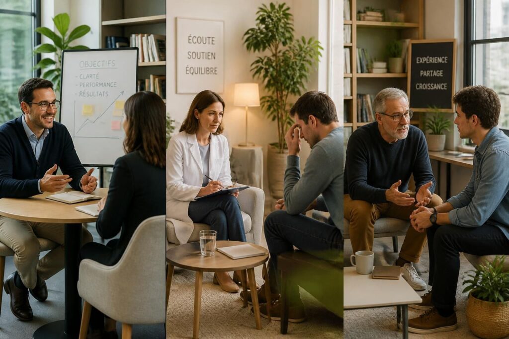 découvrez les différences entre coach professionnel, psychologue du travail et mentor, et trouvez l'aide adaptée à chaque situation professionnelle pour mieux évoluer.