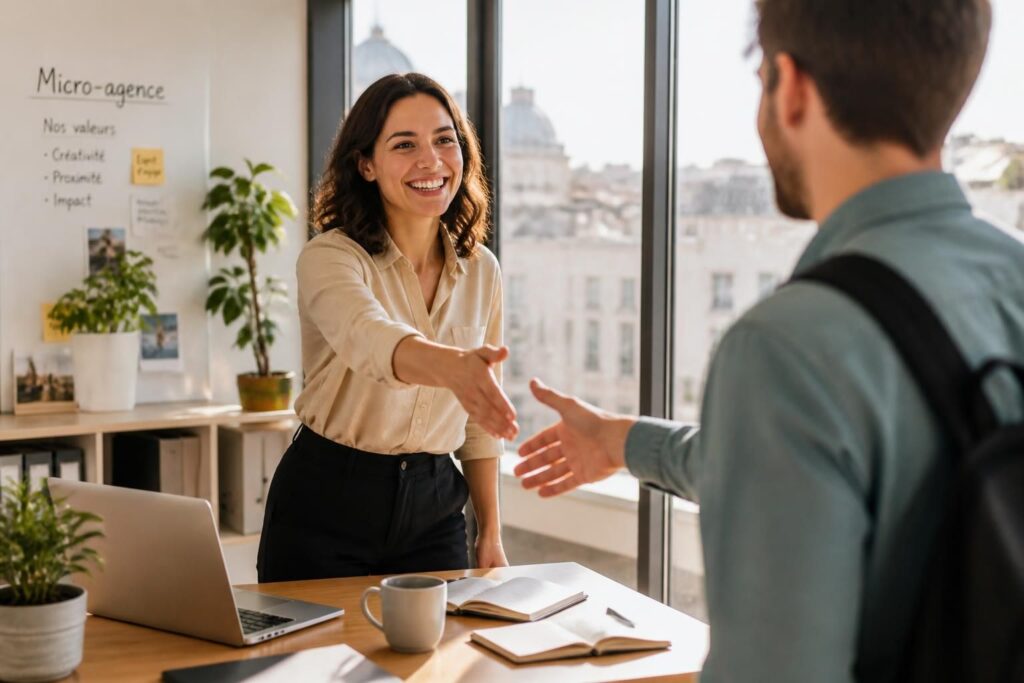 découvrez comment passer du statut de freelance à la création d'une micro-agence en embauchant votre premier salarié, avec des conseils pratiques et étapes clés.